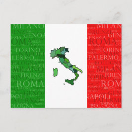 Städer, Karta och Flagga av Italien Vykort