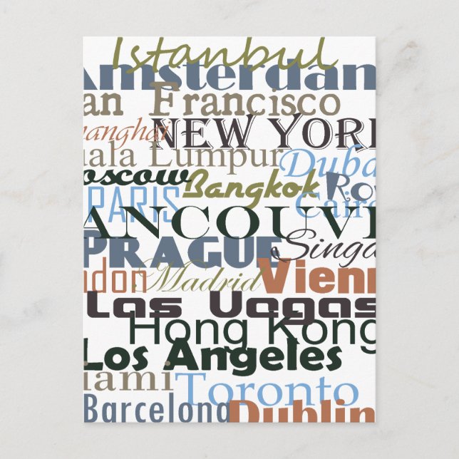 Städer runt om i världen vykort (Framsida)