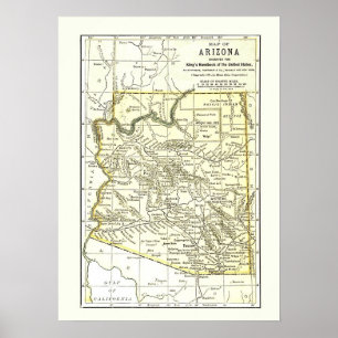 Städer, stång och beläggning för Arizona karta Poster