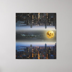 Städer uppåt och under Fantasy Landscape Canvastryck