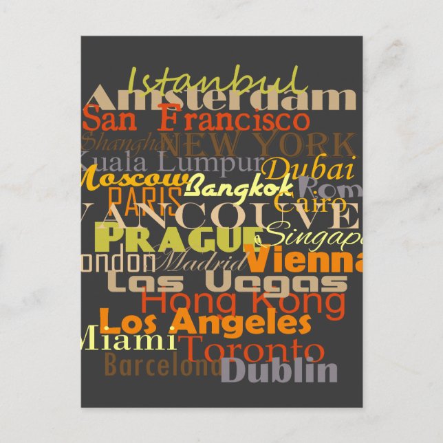 Städer Världar runt Vykort (Framsida)