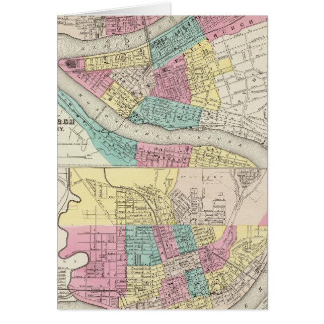 Städerna Pittsburgh Allegheny Cincinnati Hälsningskort (Framsidan)