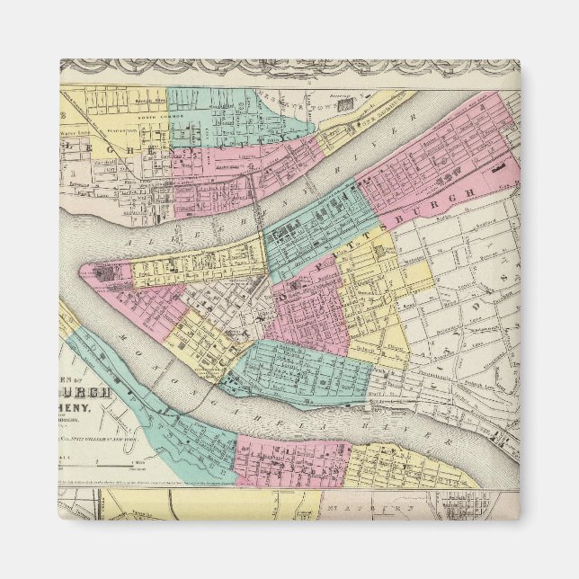 Städerna Pittsburgh Allegheny Cincinnati Magnet (Framsidan)