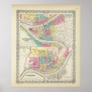 Städerna Pittsburgh Allegheny Cincinnati Poster