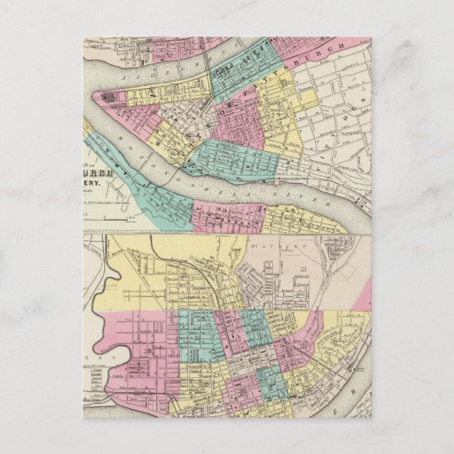 Städerna Pittsburgh Allegheny Cincinnati Vykort (Framsida)