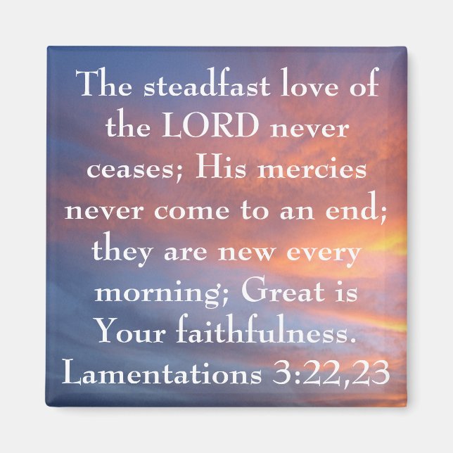 Stadfast kärlek vid Herren Bible verse sunrise Magnet (Framsidan)