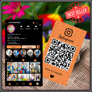 Städhjälp Instagram Orange Städtjänst QR Visitkort