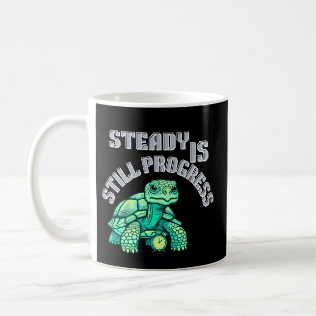 Stadig Framgång Är Fortfarande Framsteg Sköldpadda Kaffemugg (Vänster)