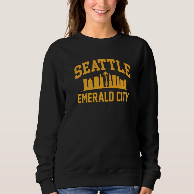 Städigt grön stat Seattle Smaragdstaden Hem T Shirt (Framsida)