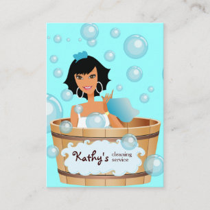 Städning Affärskort Bucket Bubbles Blue Visitkort