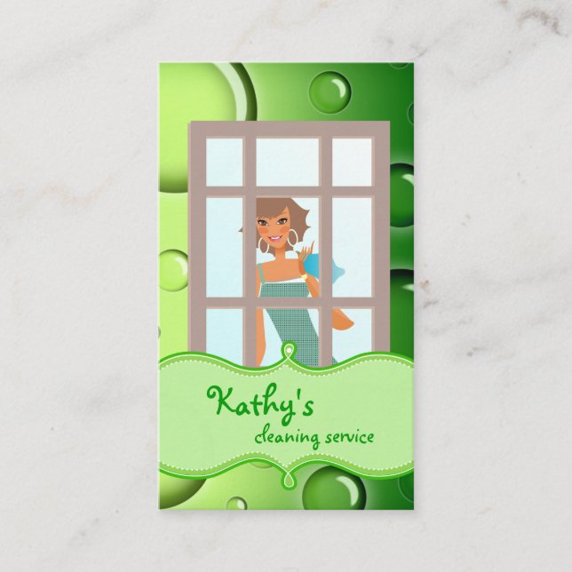 Städning Affärskort Grönt Bubbles Visitkort (Framsida)