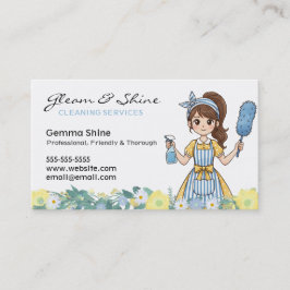 Städning Affärskort - rengöra Blommigt Tecknad Visitkort