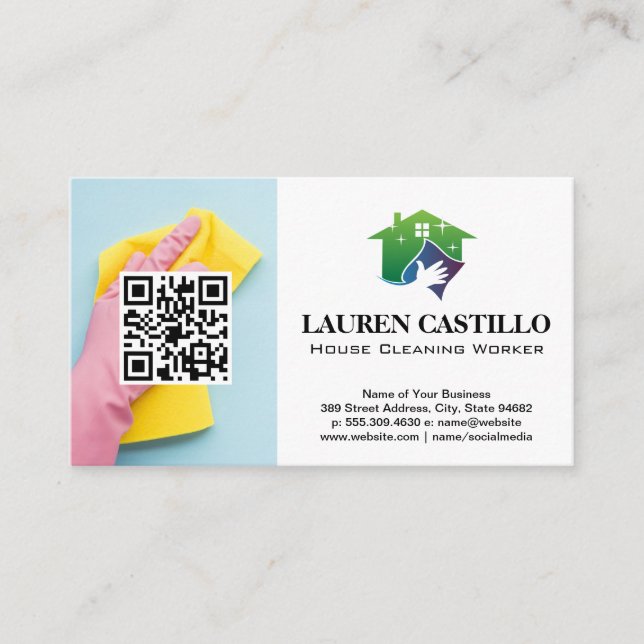 Städning arbetare | QR-Affärskort Visitkort (Framsida)