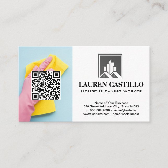 Städning arbetare | QR-kod | Maid Visitkort (Framsida)