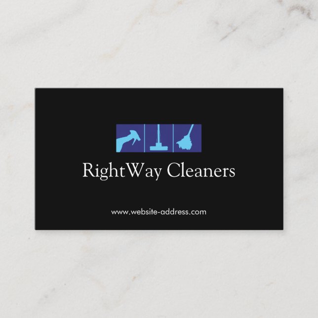 Städning av Blue House Cleaner Logotyp Service Visitkort (Framsida)
