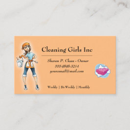 Städning av Peach Tecknad Girl House Visitkort