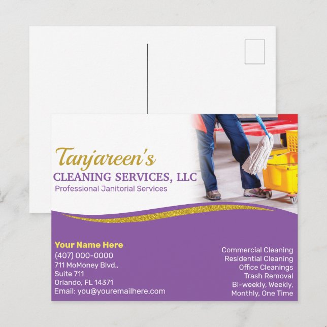 Städning av professionell/idealbostäder vykort (Fram/baksida)