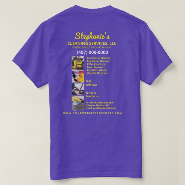 Städning av professionell/nyskapande bostadsservic t shirt (Design baksida)