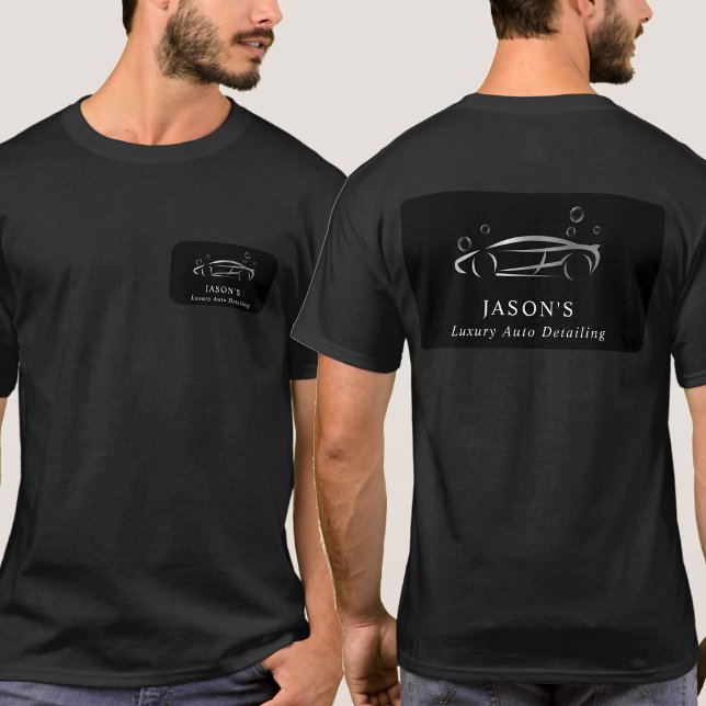 Städning av svart och Silver-lyxbil automatiskt T Shirt (Black & Silver Luxury Auto Detailing Car Cleaning T-Shirt)