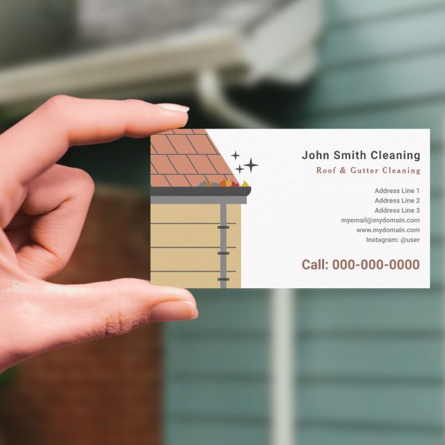 Städning av tak & Gutter Visitkort (Roof & Gutter Cleaning Business Card)
