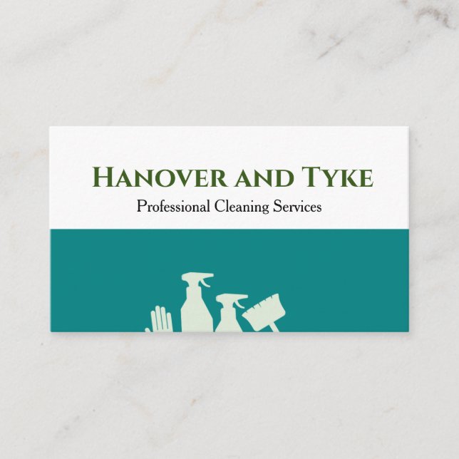 Städning av vit, enkel Professionell för grönt Visitkort (Framsida)