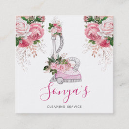 Städning Blommigt Vattenfärgdammsugare Fyrkantigt Visitkort