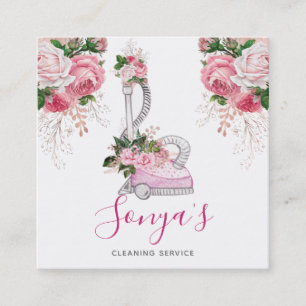 Städning Blommigt Vattenfärgdammsugare Fyrkantigt Visitkort