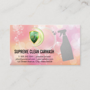 Städning Bucket Broom Spray Flaska Bubbles Visitkort