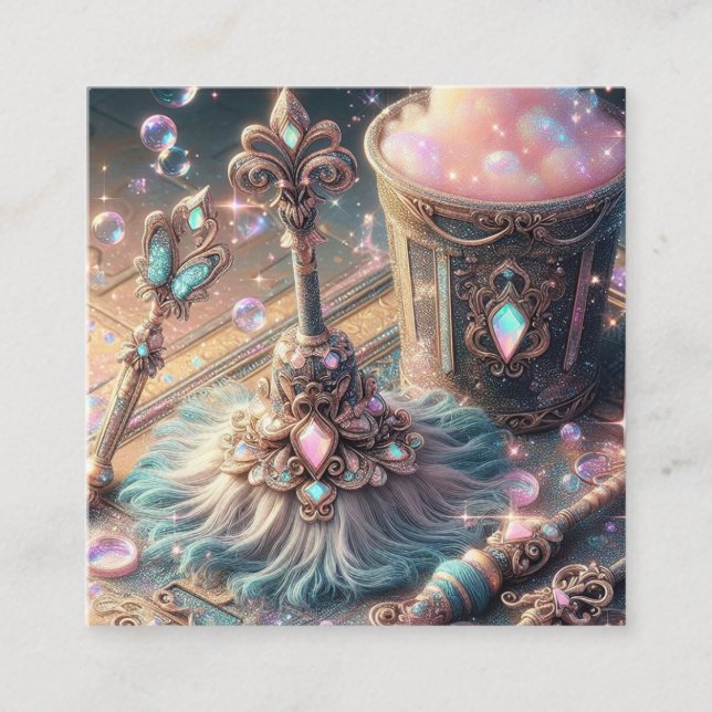 Städning Bucket-hushållstjänster för leverantörsbu Fyrkantigt Visitkort (Framsida)