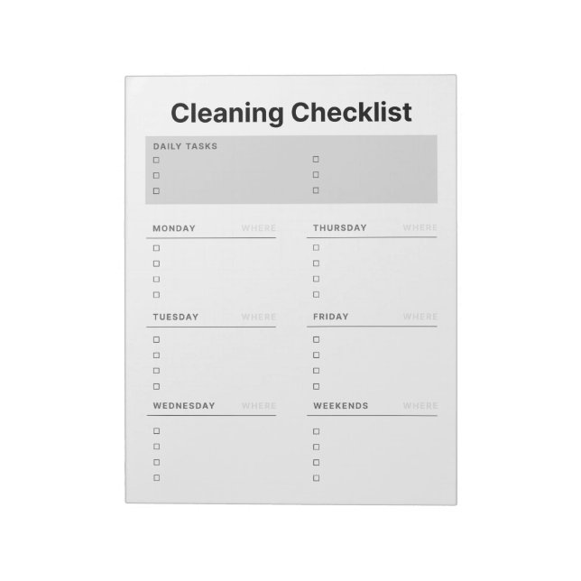 Städning checklistplan anteckningsblock (Roterad)