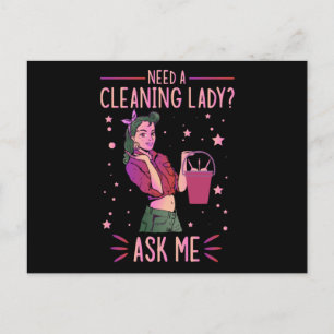 Städning Dam Housekeeper Householding Cleaner Gra Inbjudan Vykort