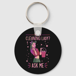 Städning Dam Housekeeper Householding Cleaner Gra Nyckelring