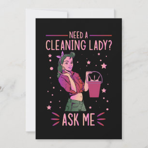 Städning Dam Housekeeper Householding Cleaner Gra Tack Kort