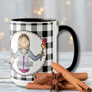 Städning Dam Tecknad Personlig Tack Gift Mugg