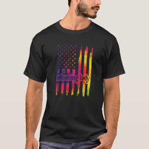 Städning Dam US Flagga Cleaner Housekeeper T Shirt