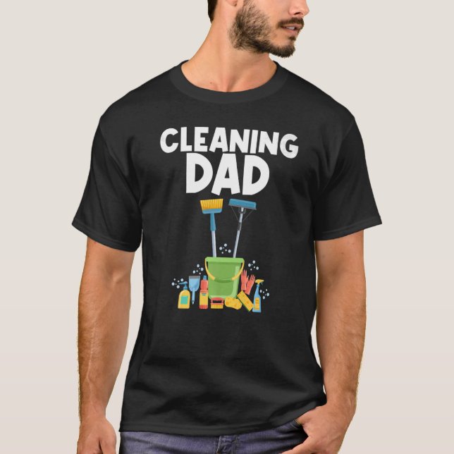 Städning design för Pappa Manar-städare i bostäder T Shirt (Framsida)