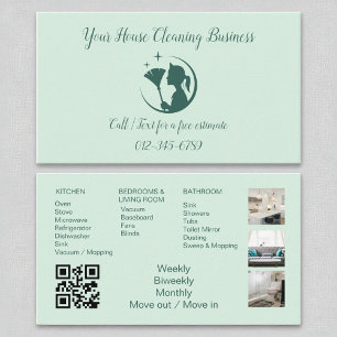 Städning Eco Grönt Maid House QR Code Sparkling Visitkort