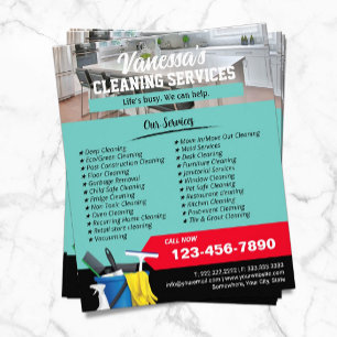 Städning fönster för Städning Maid Service Teal Flygblad
