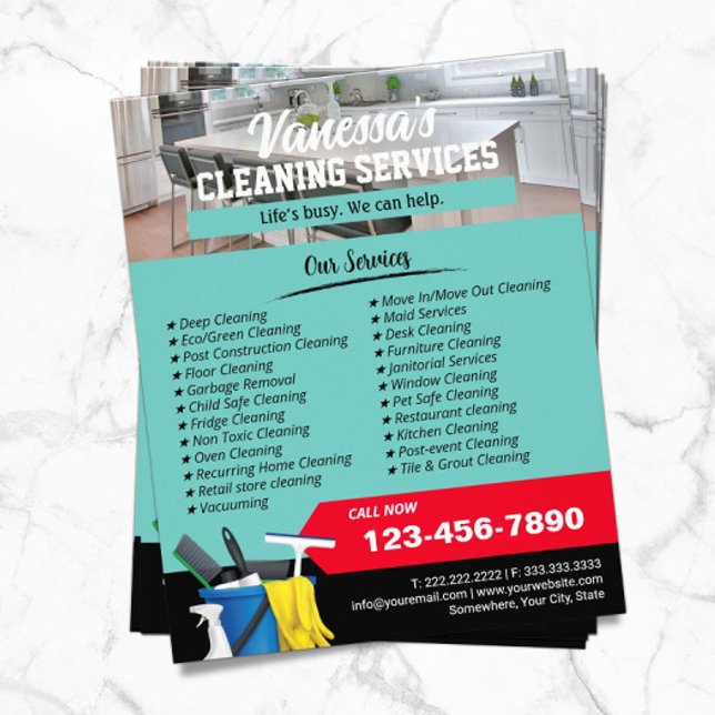 Städning fönster för Städning Maid Service Teal Flygblad (Skapare uppladdad)