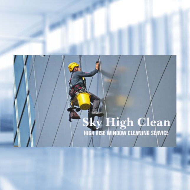 Städning för Stiga upp Skyscraper på hög nivå Visitkort (Commercial Skyscraper High Rise Window Cleaning Business Card)