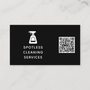 Städning företag QR-kod Spray Flaska Black Visitkort