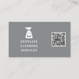 Städning företag QR-kod Spray Flaska Grått Visitkort