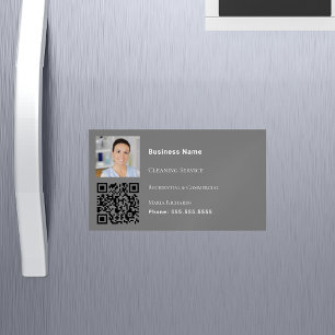 Städning grått-fotons QR-kod Magnetiska Visitkort
