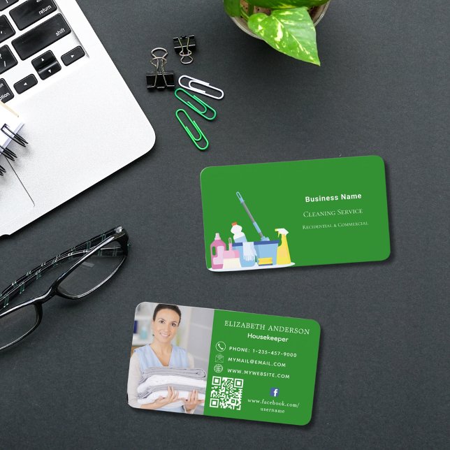 Städning grönt av  för tjänstskog, bild QR-kod Visitkort (Skapare uppladdad)