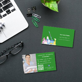Städning grönt för fotot QR-kodpremie Visitkort