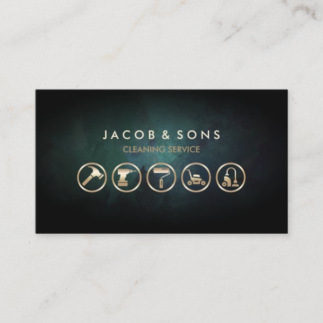 Städning Guld-ikoner för tjänst Visitkort (Framsida)