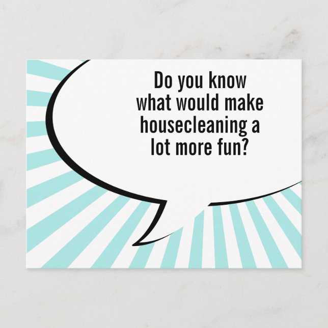 städning hemma skämt vykort (Framsida)