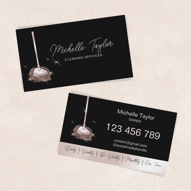 Städning Hemstädning Pigor Rose Gold Moppe Visitkort (rose gold glitter mop )
