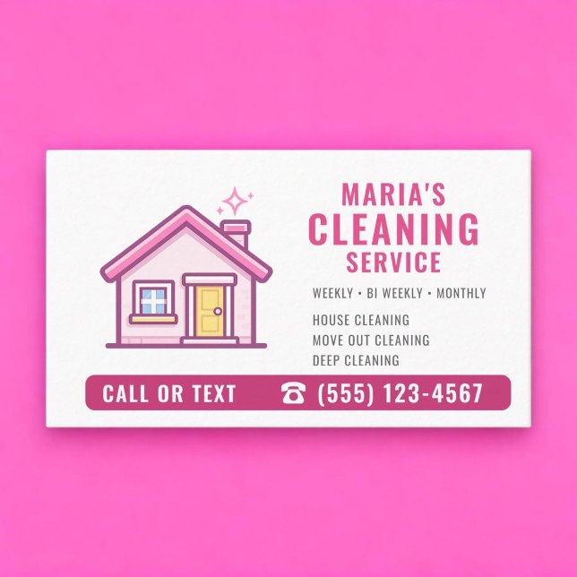 Städning Hemstädning Pink  Visitkort (Skapare uppladdad)