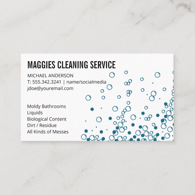 Städning | House Cleaner Services | Soap Bubbles Visitkort (Framsida)